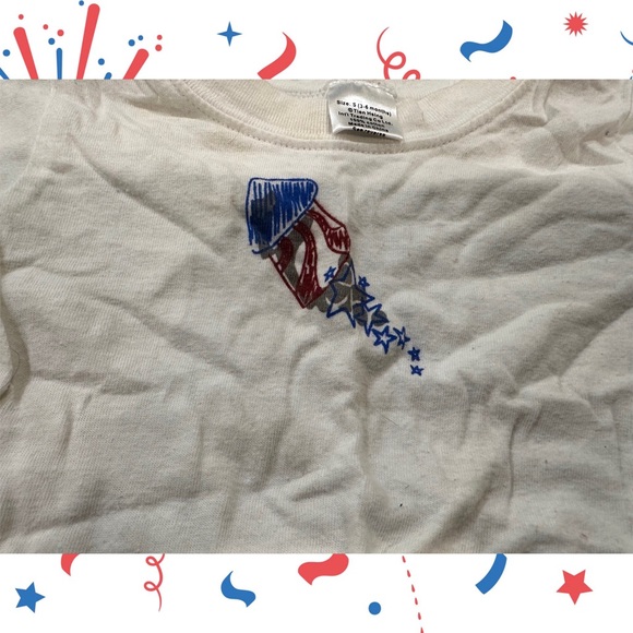 Kids Infant July 4th Rocket Red White Blue T Shirt  Size 3-6 MonthsPre Owned - Picture 2 of 4